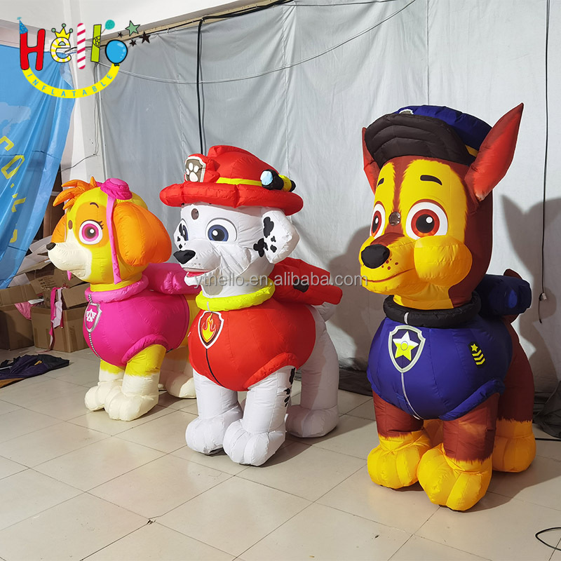 Custom Inflatable Cartoon Animal Image Green Hat Clothes inflatable dalmatian dog