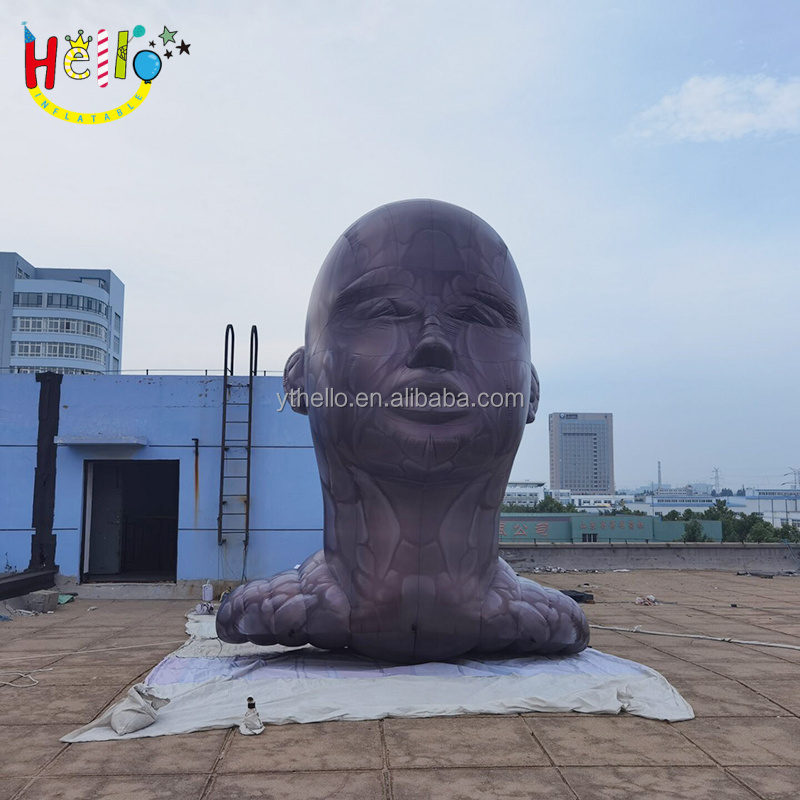 Inflatable black giant human head Custom Printed Face PVC 3D Cartoon head shape balloon