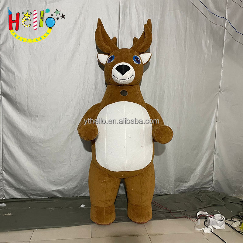 Best sale Christmas street party giant plush walking inflatable Christmas moose performance costume for adult child