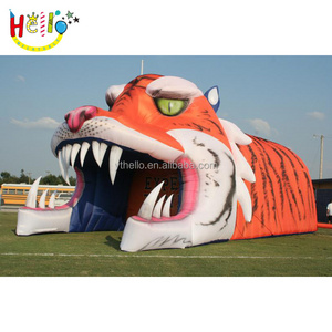 Customized inflatable tiger head tunnel inflatable sport tunnel inflatable football tunnel