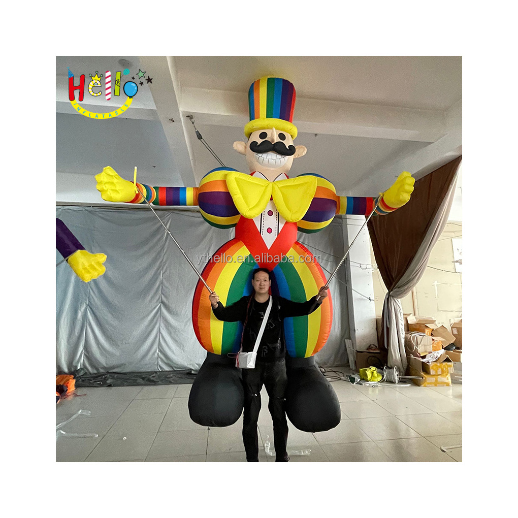 Inflatable walking clown with stand backpack parade inflatable puppet