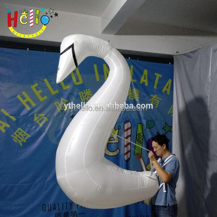 Outdoors street parade LED lighting inflatable walking white swan costume