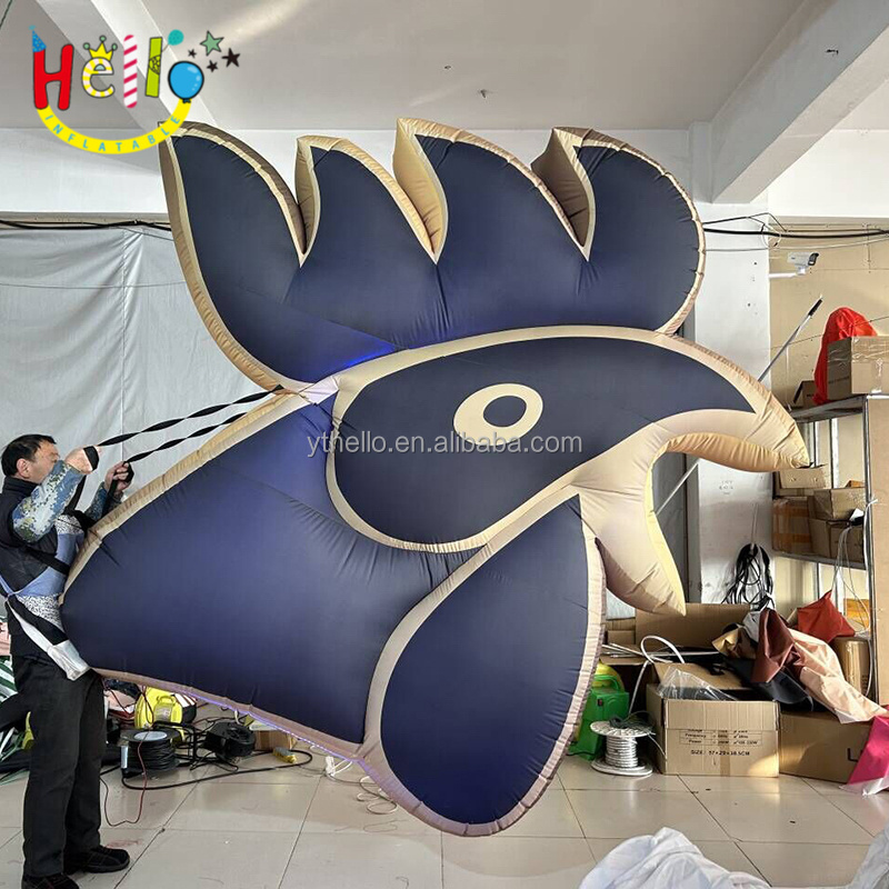 Outdoor Inflatable Parade Costume Black Gold Inflatable Cock Head Costume