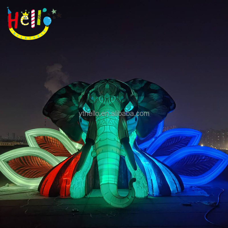 Customizable Giant Led Inflatable Elephant Head Stage For Concert Night Party