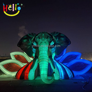 Customizable Giant Led Inflatable Elephant Head Stage For Concert Night Party