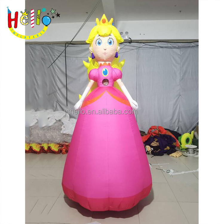 Outdoor Walking Inflatable Cartoon Charater Costume Blonde Inflatable Princess Costume