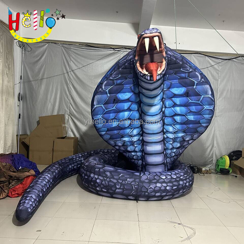 Giant Vivid Printing Inflatable Snake Model Bule Inflatable Cobra