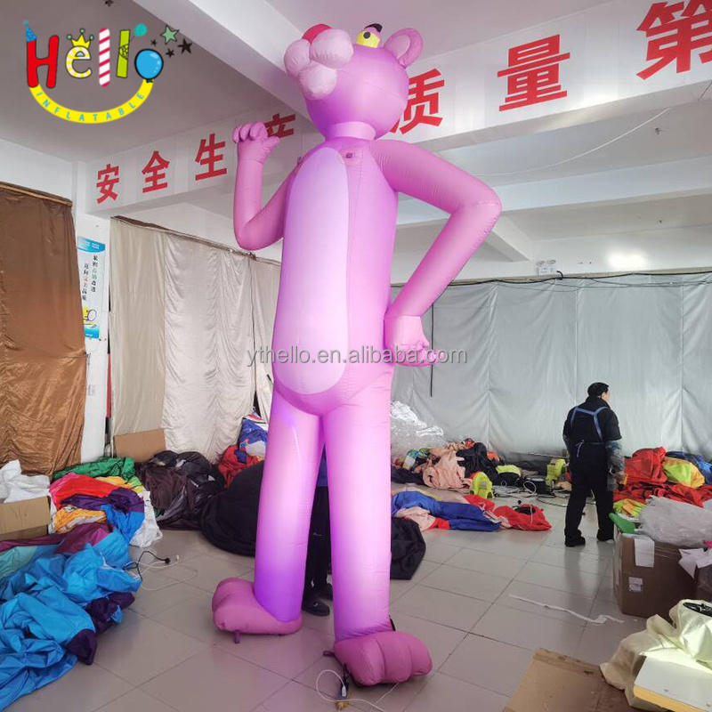 Hot Sale Inflatable Cartoon Animal Model Pink Standing Inflatable Panther