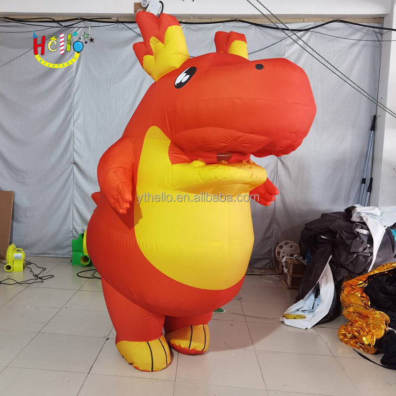 Advertising Inflatable Walking Cartoon Costume Orange Cute Inflatable Dinosaur Costume