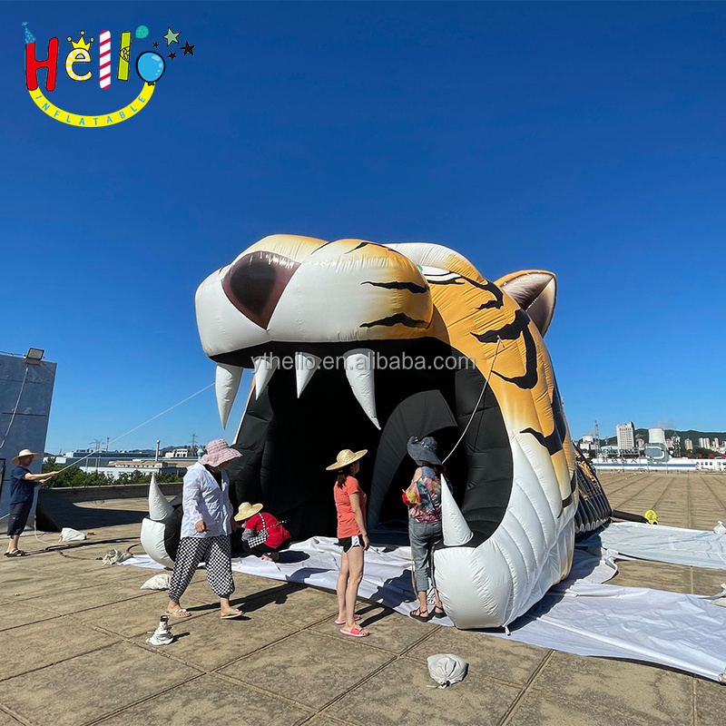 hot sell inflatable tiger head tunnel tent inflatable tunnel tent for event