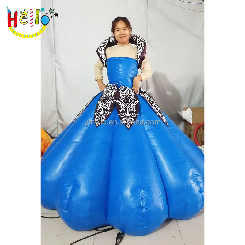 Customized Gorgeous Inflatable Skirt / Air Durable Suit / Inflatable Blue Princess Dress