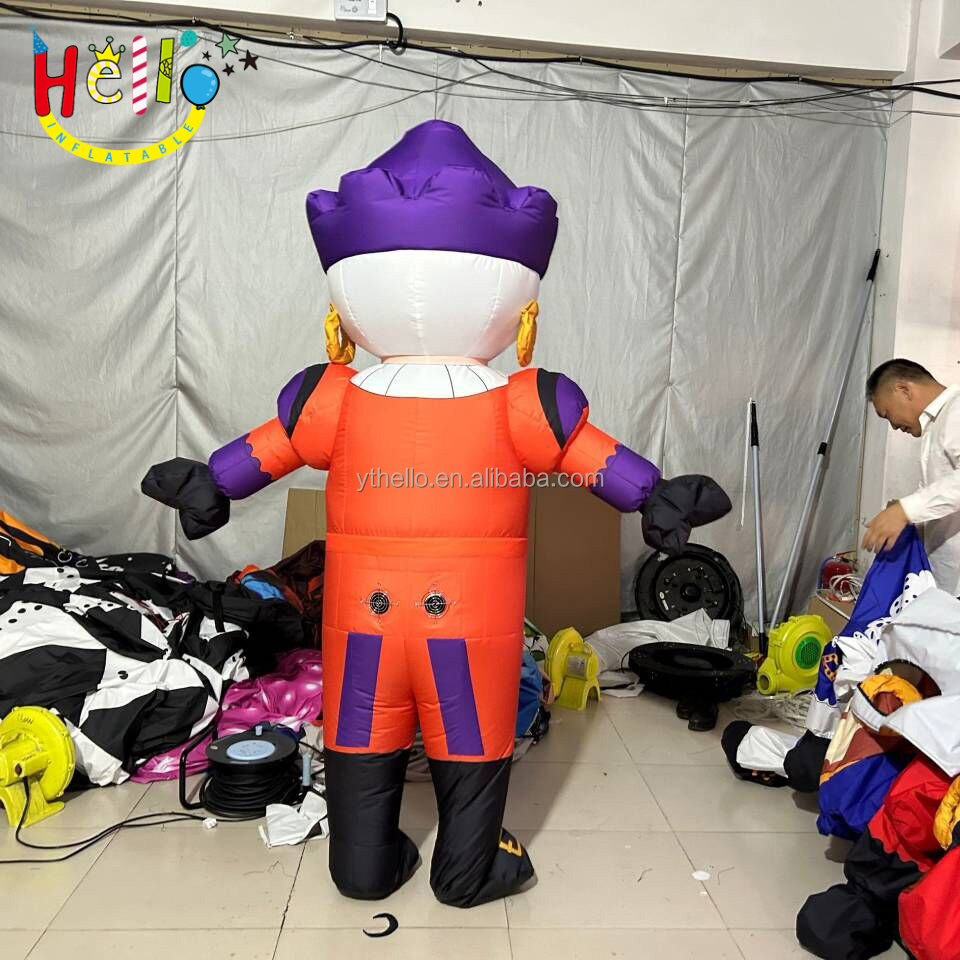 Hot Sale Inflatable Cartoon Character Costume Orange Clothes Purple Hat Inflatable Prince Costume