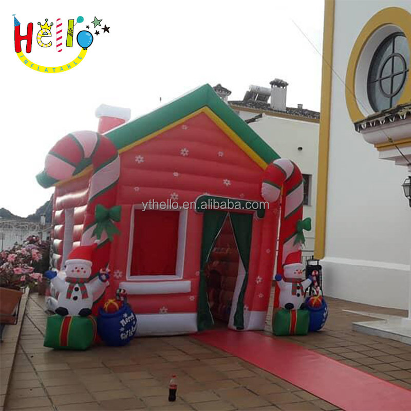 Outdoor Decoration Inflatable Christmas House / Christmas Pub House Tent / Santa Grotto with Air Blower for Event