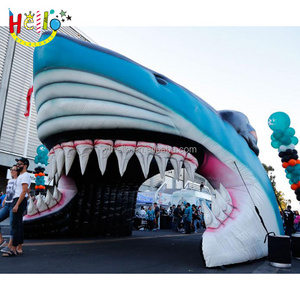 custom logo printed football sports entrance inflatable shark mascot tunnels