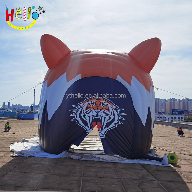 inflatable tiger head mascot football tunnel,high school inflatable entrance tunnel for sale