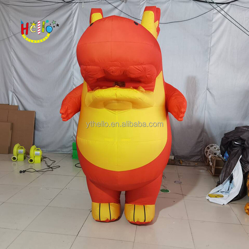 Advertising Inflatable Walking Cartoon Costume Orange Cute Inflatable Dinosaur Costume