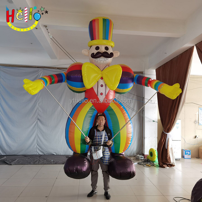 Inflatable walking clown with stand backpack parade inflatable puppet