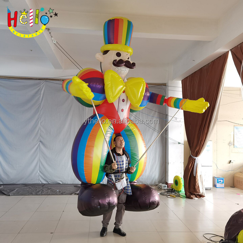 Inflatable walking clown with stand backpack parade inflatable puppet