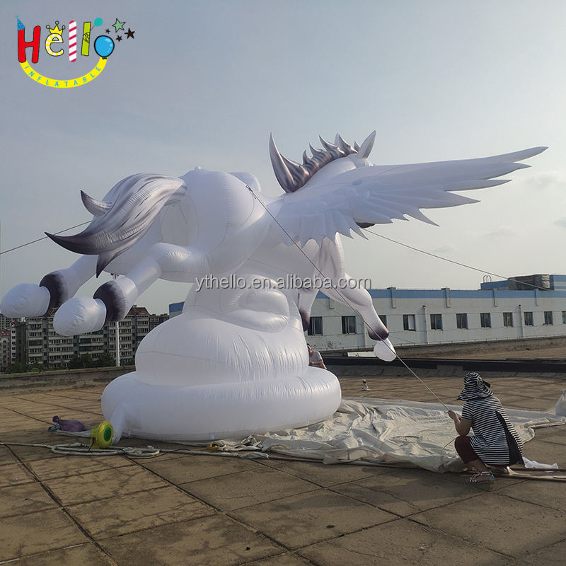 white Horse Inflatable Customized Giant Inflatable Horse With Wing