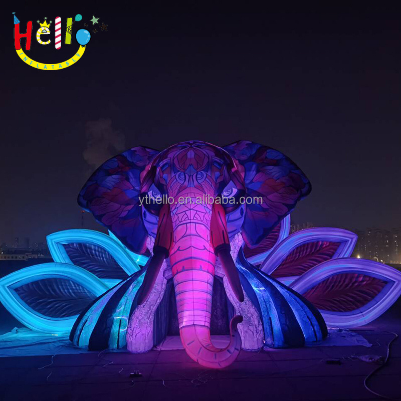 Customizable Giant Led Inflatable Elephant Head Stage For Concert Night Party