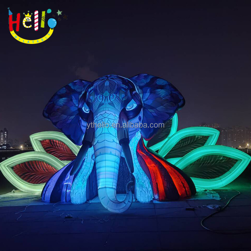 Customizable Giant Led Inflatable Elephant Head Stage For Concert Night Party