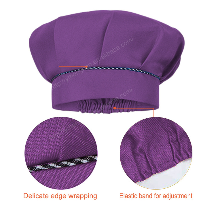 Wholesale Purple Kids Apron and Chef Hat Set ,Adjustable Plain Children Apron for Baking,Cooking,Cleaning,Party