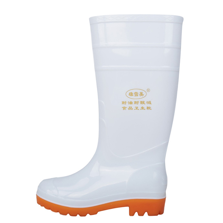 Food industry waterproof oil acid alkali resistant work boots white men safety plastic pvc rain boots