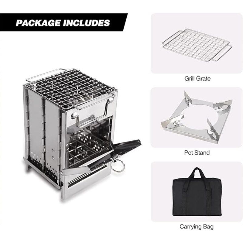 Portable Firewood Outdoor BBQ Kitchen Rocket Stove Herd Firewood Stove Portable Camping Stove