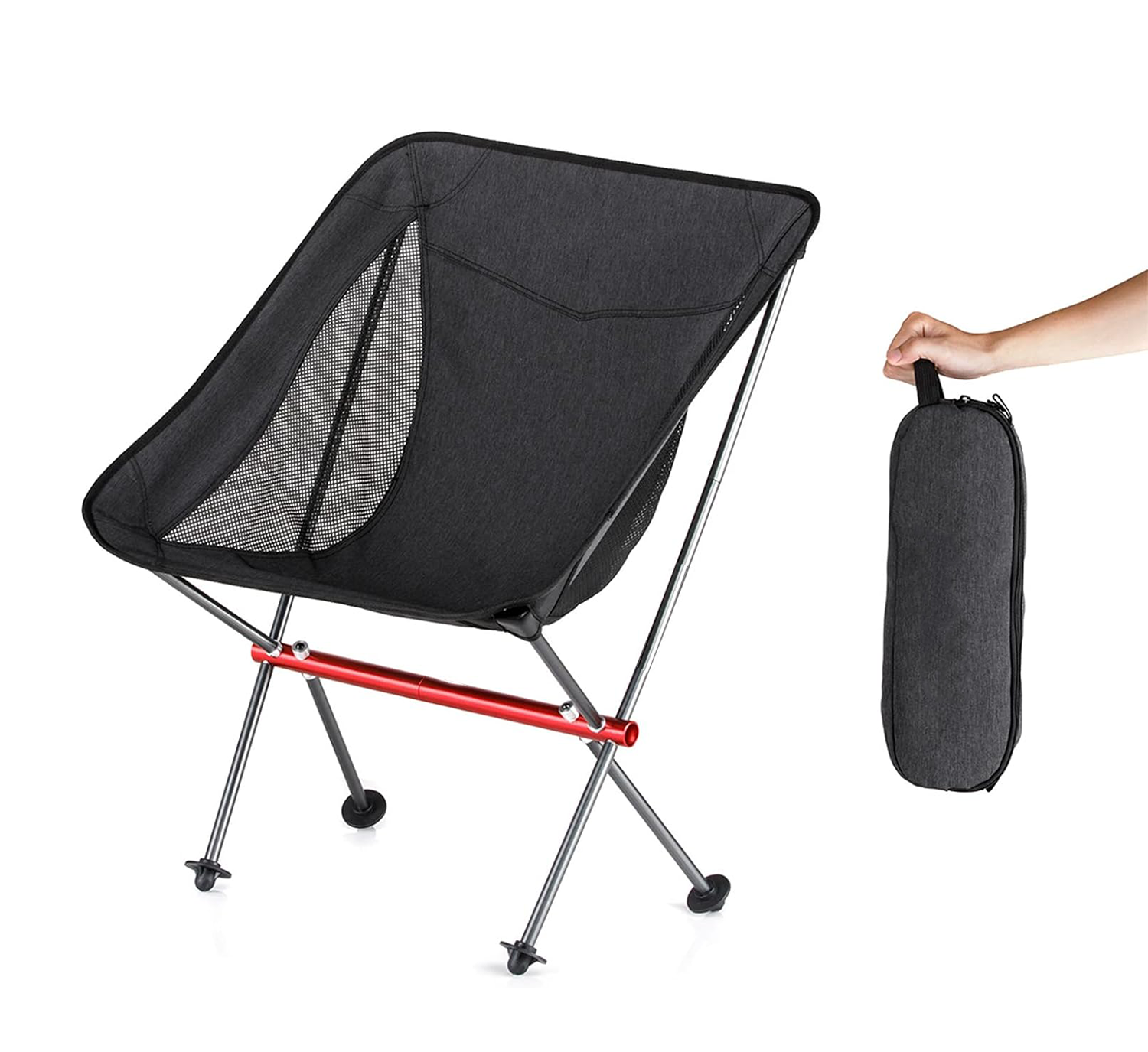 7075 Aluminum Frame Portable Folding Rocking Camping Chair with Footrest and Attached Table