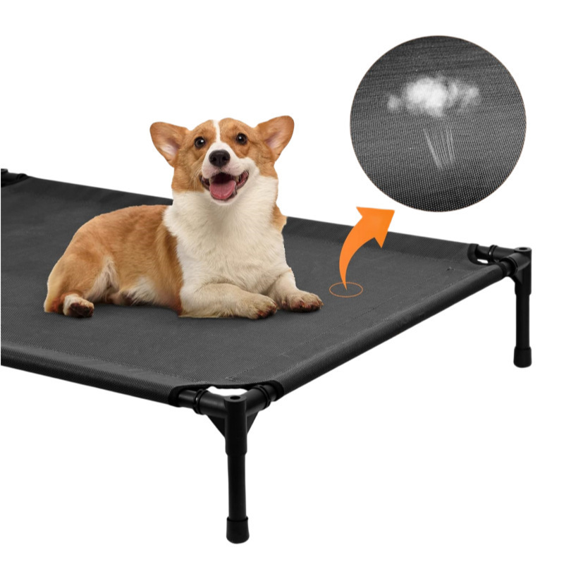 Outdoor Elevated Dog Bed with Removable Waterproof Canopy Cooling Raised Mesh Canopy Pet Cot