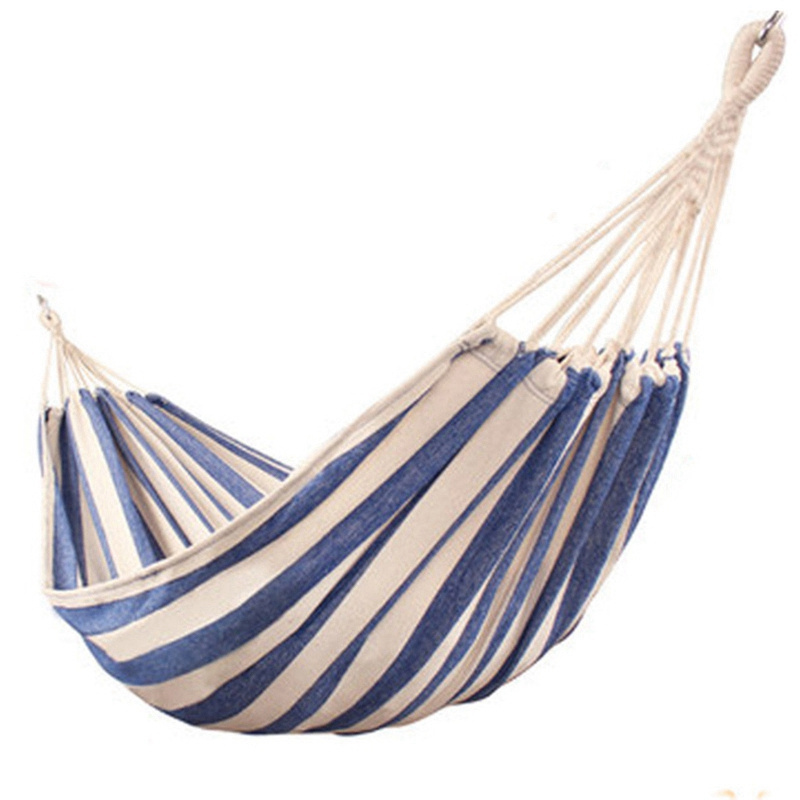 Portable 2 People Outdoor Canvas Camping Hammock Garden Hanging Swing Stripe Hammock