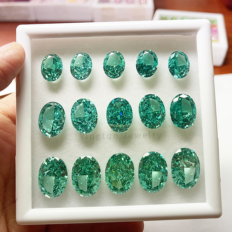 Top Quality Colored Cubic Zirconia Stones Crushed Ice Oval Flower Cut High Carbon Diamond synthetic Gemstones Making Machine