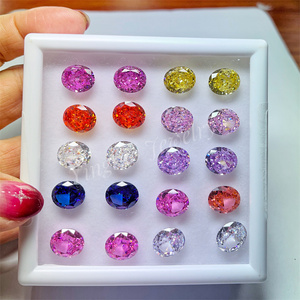 Top Quality Colored Cubic Zirconia Stones Crushed Ice Oval Flower Cut High Carbon Diamond synthetic Gemstones Making Machine