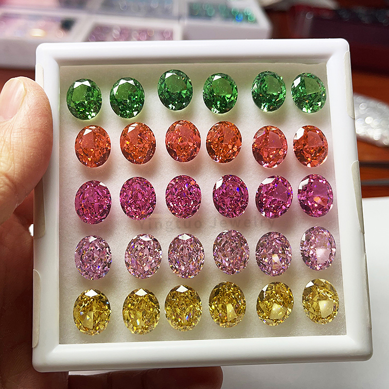 Top Quality Colored Cubic Zirconia Stones Crushed Ice Oval Flower Cut High Carbon Diamond synthetic Gemstones Making Machine