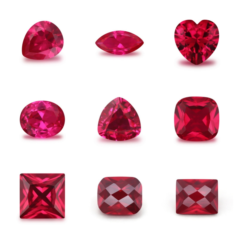 Yingtuo Jewelry Lab Created Red 5# Corundum Bulk Stone Wholesales Price Fancy Cut All Sizes Loose Gemstones Ruby