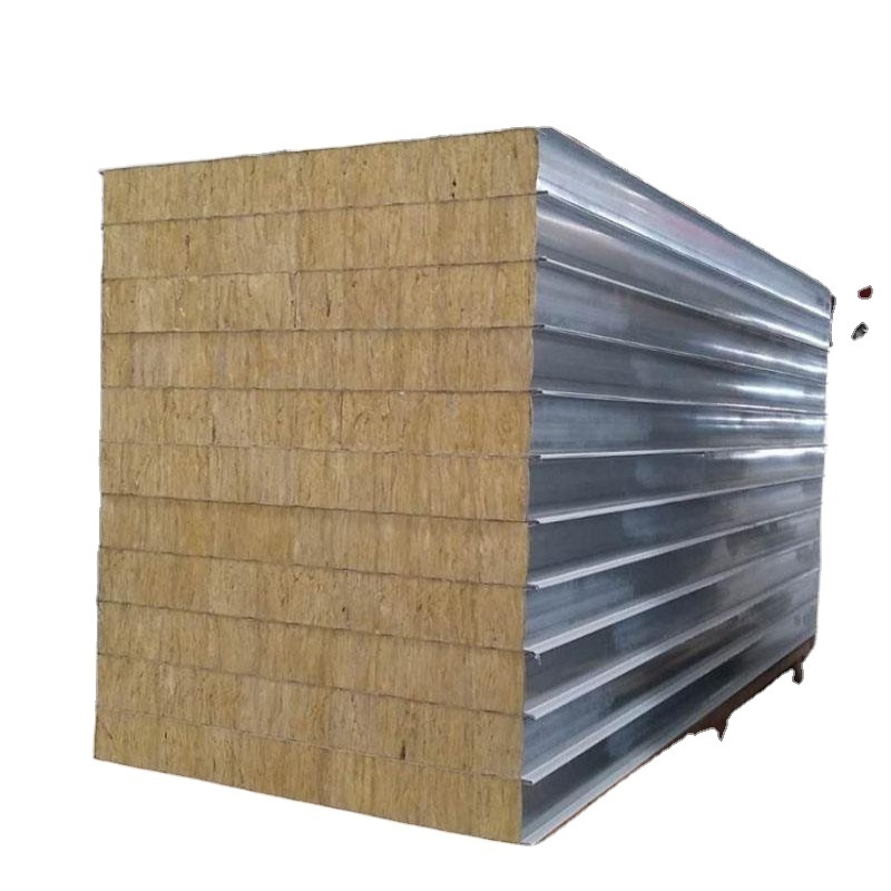 50-200mm Prefab Heat Insulation Fireproof High Density Mineral Wool Sandwich Panel for Wall/Roof/Ceiling