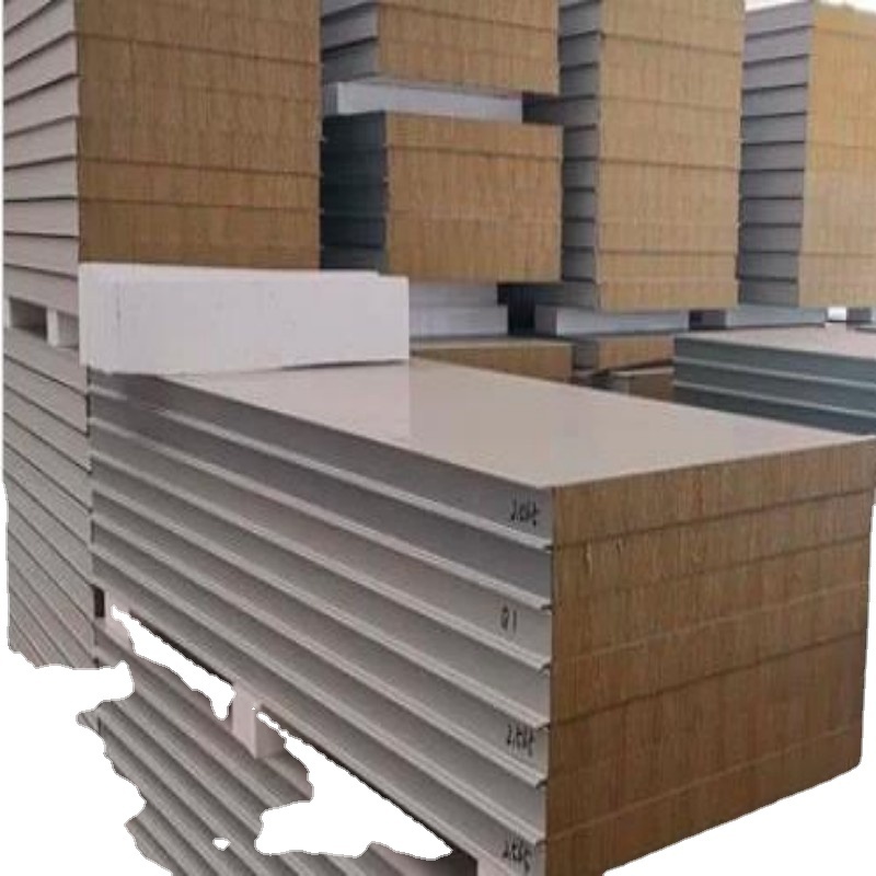 50-200mm Prefab Heat Insulation Fireproof High Density Mineral Wool Sandwich Panel for Wall/Roof/Ceiling