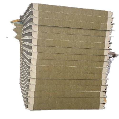 50-200mm Prefab Heat Insulation Fireproof High Density Mineral Wool Sandwich Panel for Wall/Roof/Ceiling