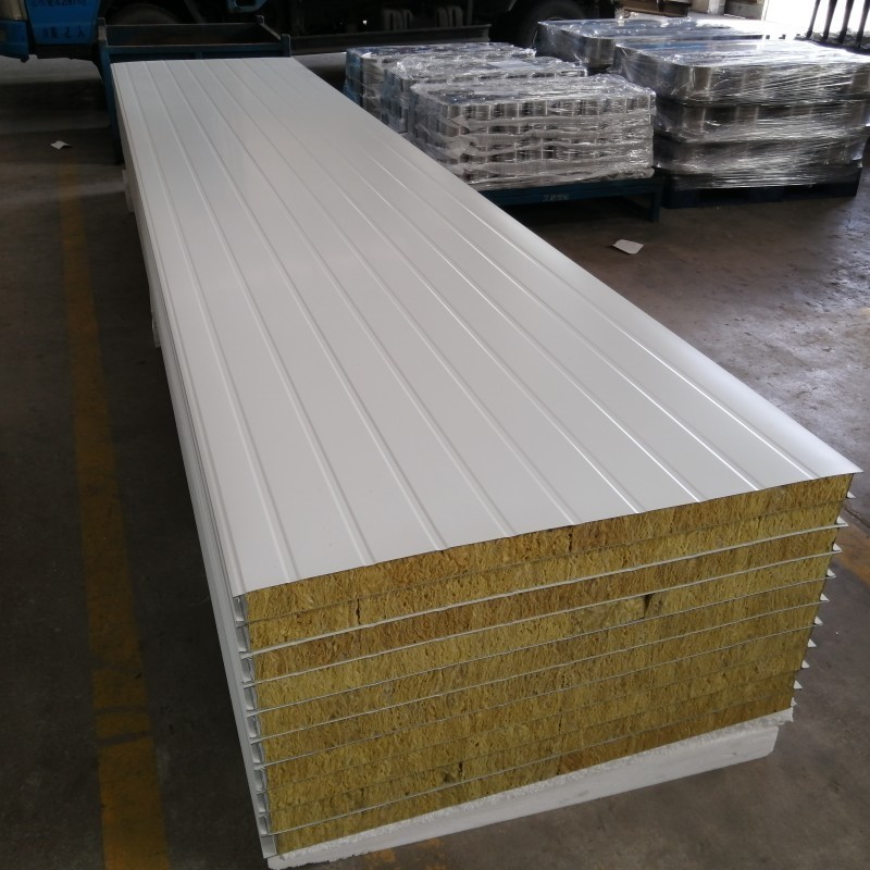 50-200mm Prefab Heat Insulation Fireproof High Density Mineral Wool Sandwich Panel for Wall/Roof/Ceiling