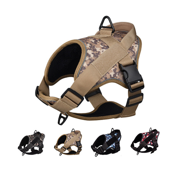 Pet Harness K9 Dogs Tactical Chest Carrier Anti Punching Medium Large Dog Vest Reflective Oxford cloth reflective dog harness