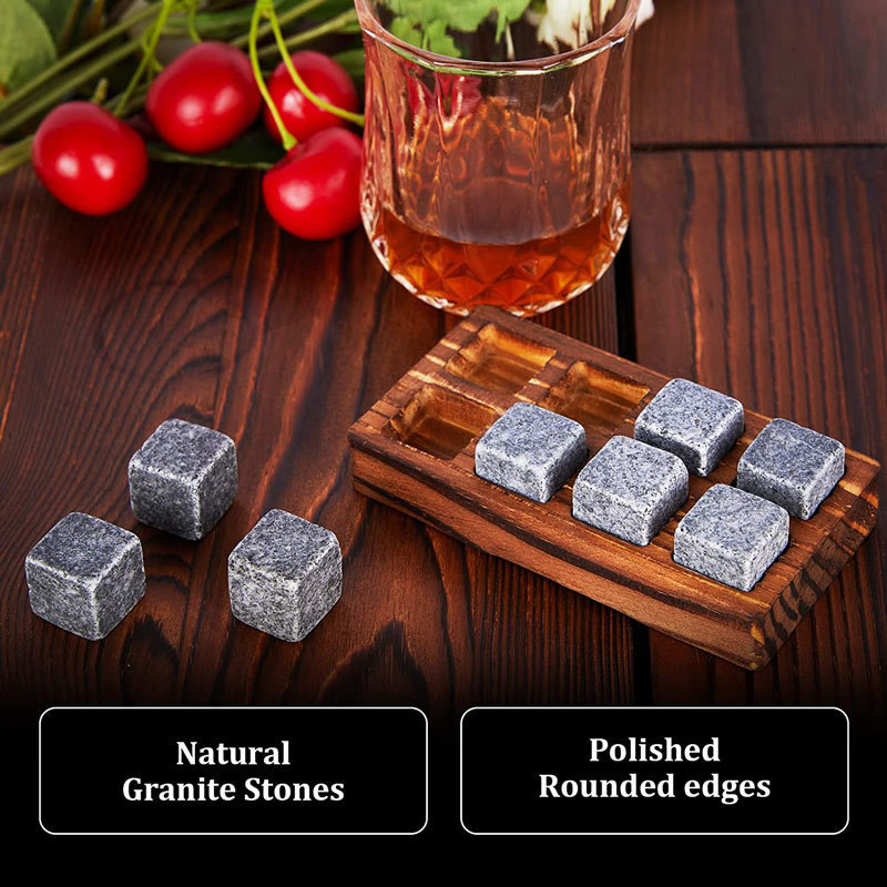 Reusable Stainless Steel Whisky Whiskey Stones Rocks Glasses Set with Wooden Gift Box for Men for Bar Use