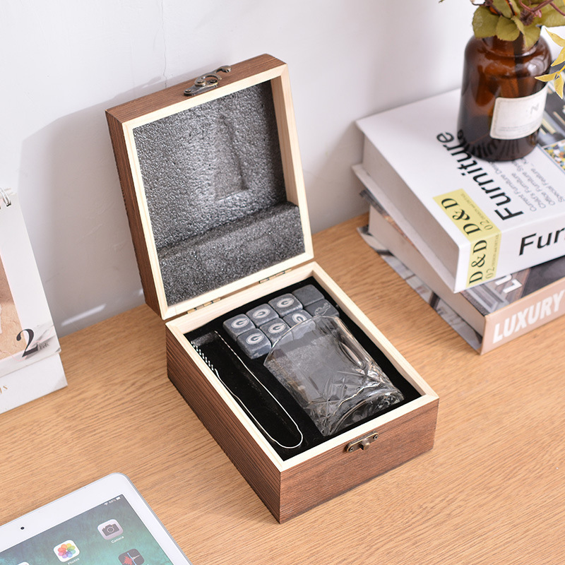 Father Days Whiskey Stone Set And Whiskey Stone Wooden Box And Stainless Steel Ice Cube Set And Reusable Ice Cubes