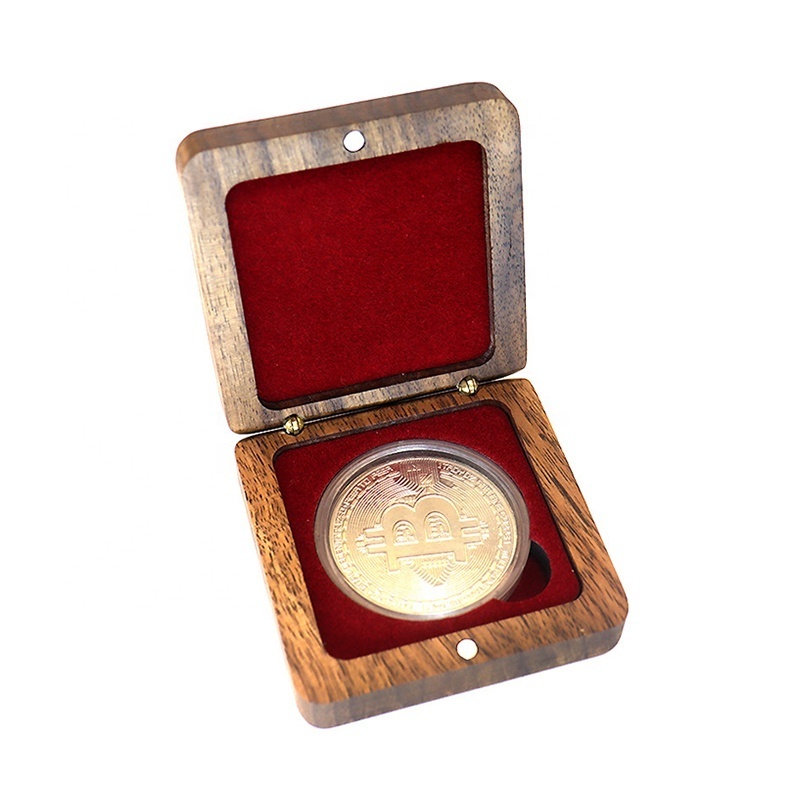 High-end Single Coin Box Storage Box Commemorative Ancient Coin Collection Black Walnut Solid Wood Medal Box