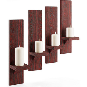 Wood Candle Holders Wall Mount Rustic Candleholders Floating Shelves Wallmounted Pillar Candle Sconce Hanging Shelf