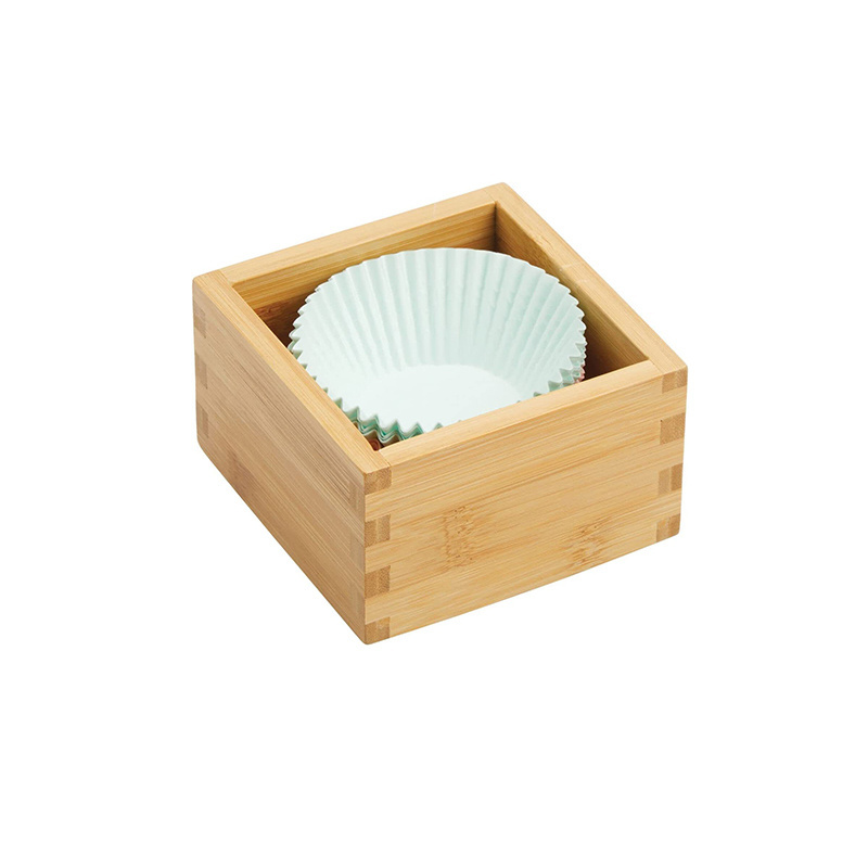 High quality Bamboo Storage Bin Container Square mini wooden crate wood storage box for Kitchen Pantry Cabinet