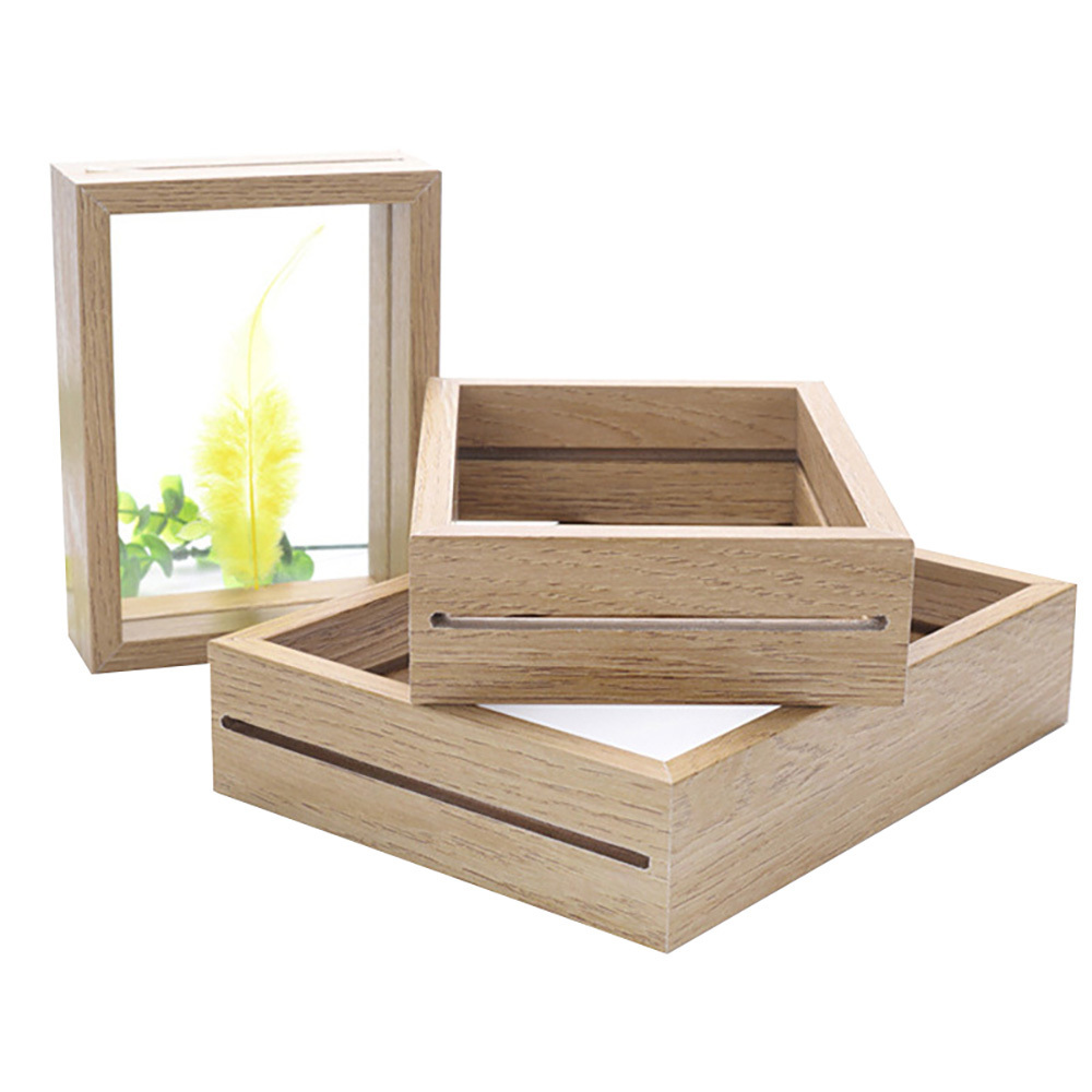 Natural Solid Wood Bulk Box Frame Wholesale Custom Small Shadow Box Frames wall hanger wood