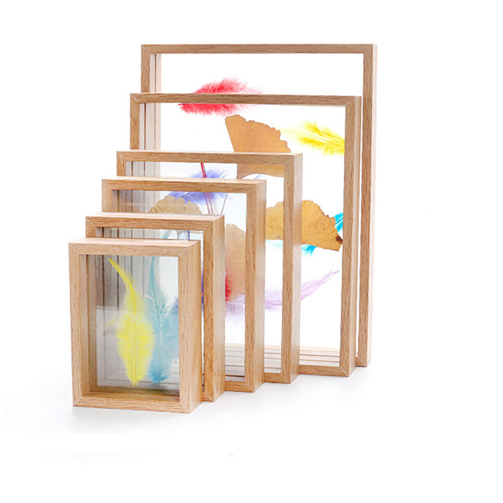 Natural Solid Wood Bulk Box Frame Wholesale Custom Small Shadow Box Frames wall hanger wood