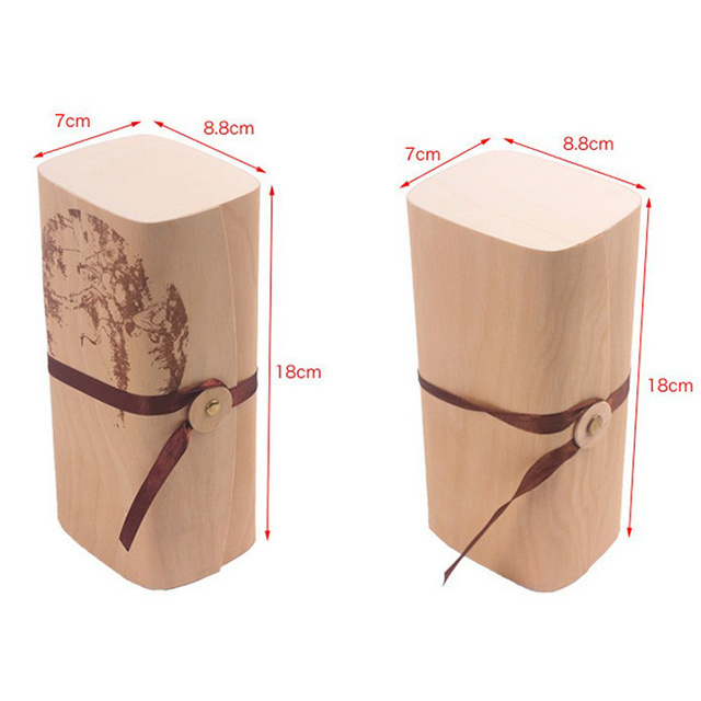 custom round shape soft veneer balsa wooden box wood coffee tea bag storage box birch wooden gift box