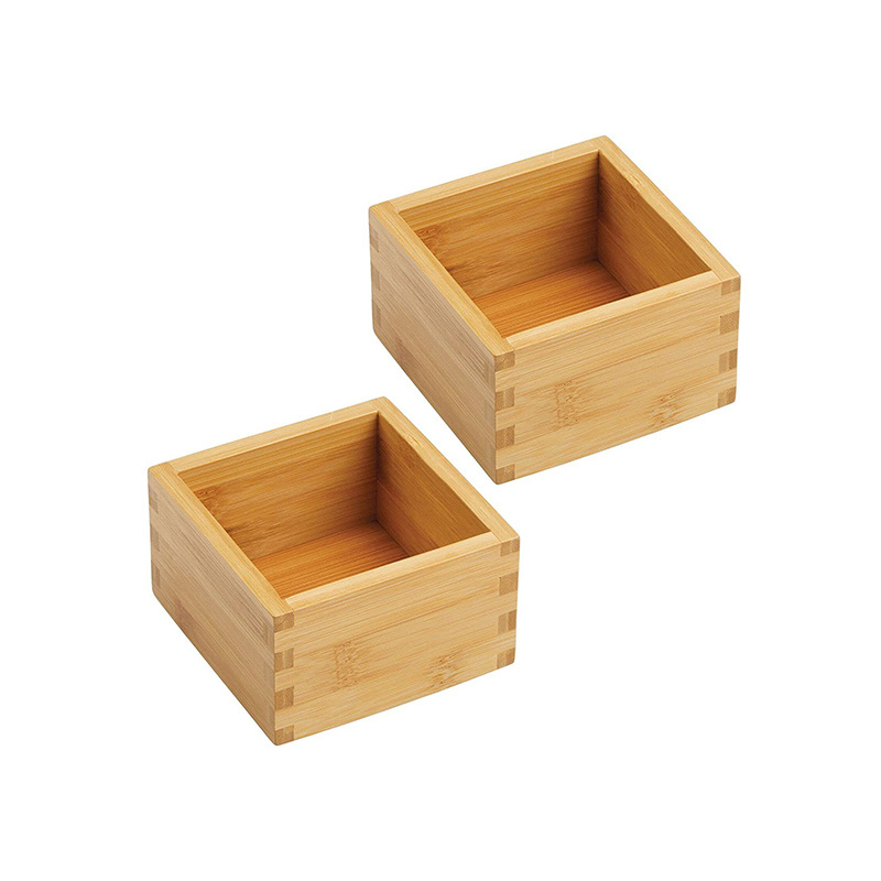 High quality Bamboo Storage Bin Container Square mini wooden crate wood storage box for Kitchen Pantry Cabinet