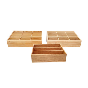 Natural Divided Sections Compact Food Storage Organizer Bin Box Costom Wooden Box